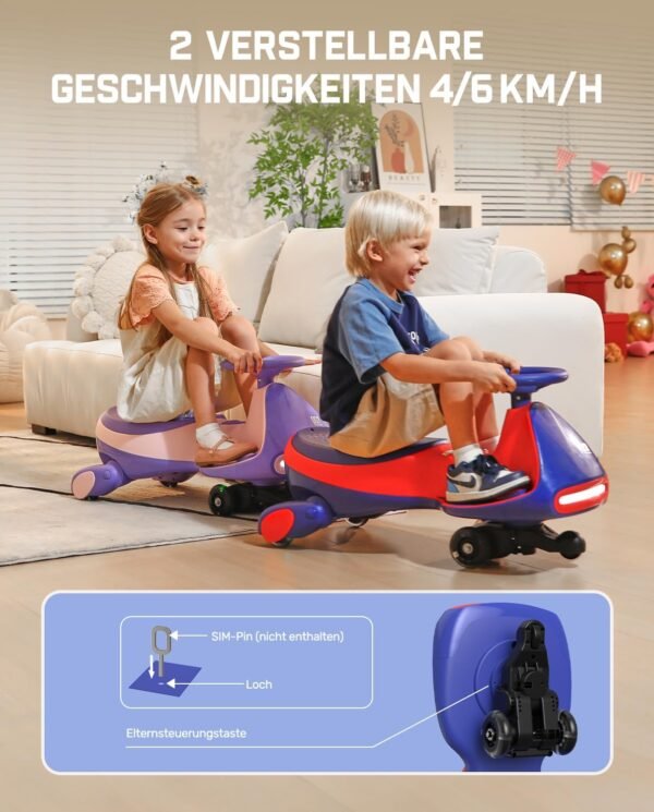 FanttikRide - N7 Pro 12V Elektroauto, mit Pedal, Akku, CyberWiggle, 2-in-1-Schaukelauto, 2 Geschwindigkeiten, Anti-Rollover, blinkende Räder, Bluetooth, ab 3 Jahren, 150 Pfund, - Image 2