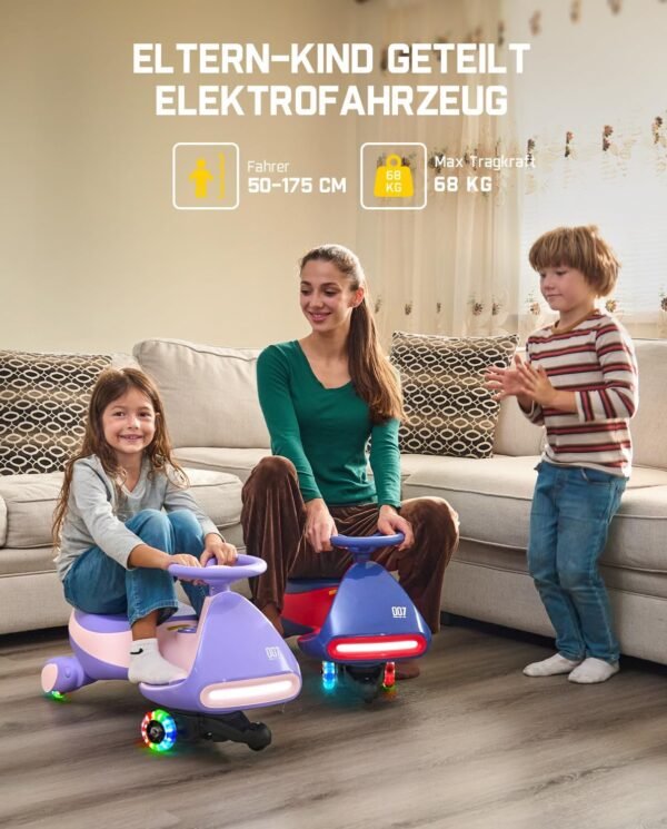 FanttikRide - N7 Pro 12V Elektroauto, mit Pedal, Akku, CyberWiggle, 2-in-1-Schaukelauto, 2 Geschwindigkeiten, Anti-Rollover, blinkende Räder, Bluetooth, ab 3 Jahren, 150 Pfund, - Image 3